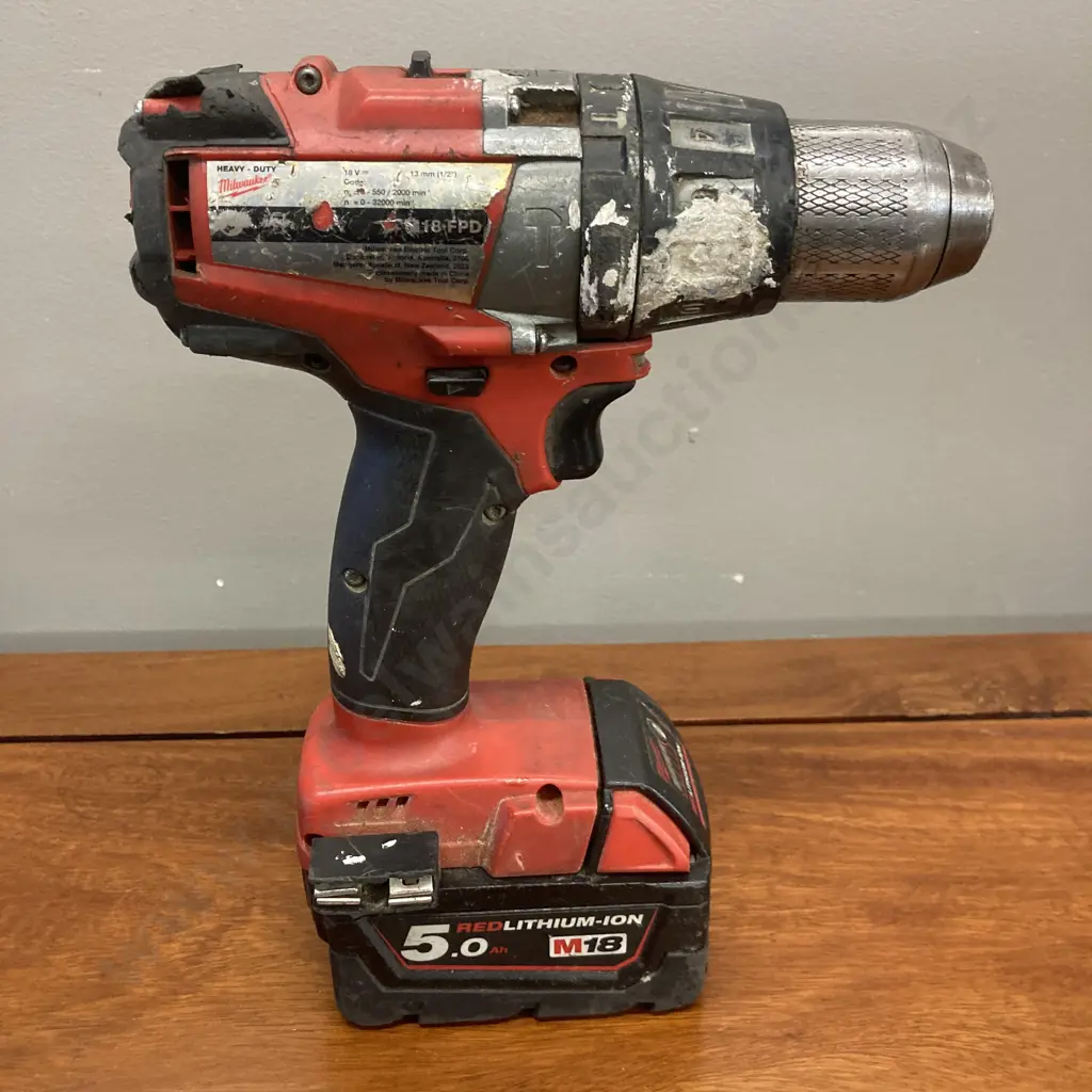 Milwaukee 18V M18 FUEL™ 13mm Hammer Drill / Driver M18FPD & 5.0Ah Red Lithium-Ion Battery (No Charger) Image 1++